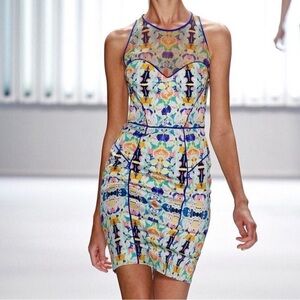 Milly NY Kaleidoscope Mesh Racer Sheath Dress